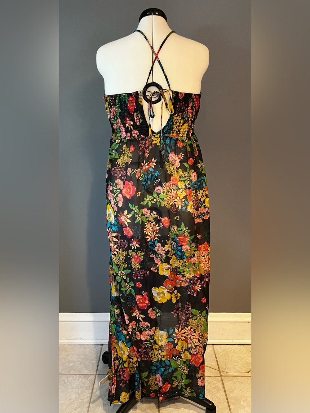 Johnny Was Black Maxi Dress with Multicolor Floral Print - Picture 6 of 9